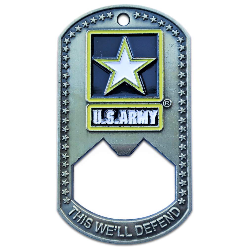 U.S. Army (USA) Dog Tag Bottle Opener or Challenge Coin | Perfect Veteran & Military Gift for Your Soldier | Old Dominion LLC