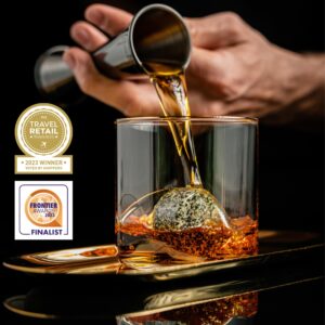 The Original ROCKS Whiskey Chilling Stones & Whiskey Trivia Quiz Gift Set - 6 Handcrafted Premium Granite Round Sipping Rocks - 100 Quiz Q&A for Whiskey Lovers - Fun Fact Stories & More, Great Gift!