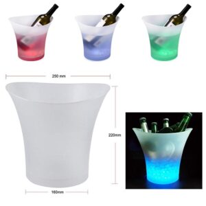 SMETA Ice Bucket Led for Champagne Beer Wine Color Changing Bottle Beer 5L Large Capacity Cooler with Led, Plastic Portable Ice Bucket with Light for Parties, Bar, Home, KTV Small Clear Buckets, 5PCS
