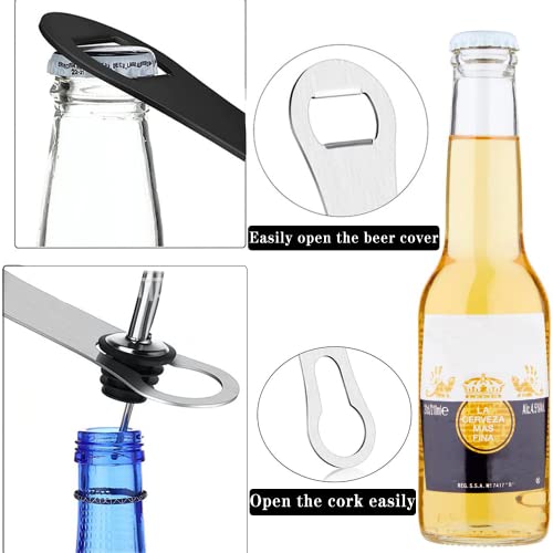 4 Pieces Bottle Opener Dog Bone Wine Bottle Opener Double Ended Beer Stainless Steel Openers Used for Party, Bartender, Kitchen or Restaurant (Black,Silver)