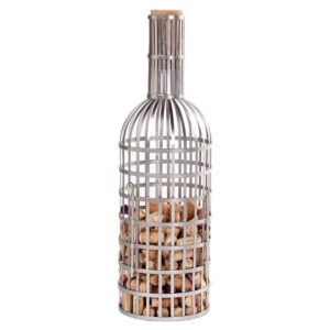 oenophilia metal extra large cork holder collector with cork stopper, giant wine bottle design, holds 300 corks