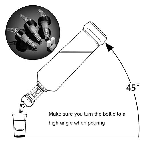 12 Pieces Automatic Measured Bottle Pourer, Uspacific Measured Wine Pourer Spouts, Bottle Pourer with Protective Case 1 oz (30 mL)(6 Transparent and 6 Red)