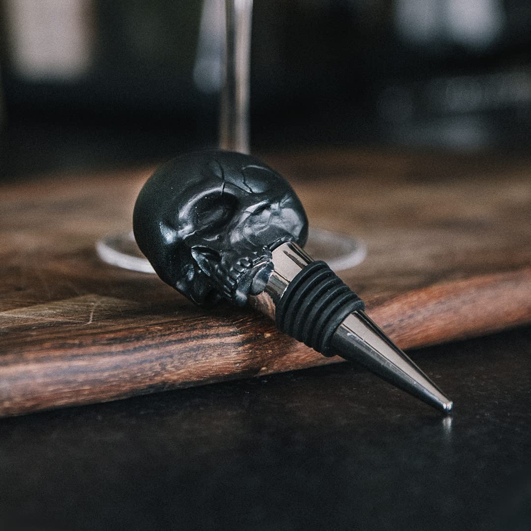 Iron & Glory | Decorative Skull Wine Stopper | Novelty Wine Bottle Stopper | Skull Decor & Goth Accessories | Halloween Wine Stoppers | Gothic Wine Accessories