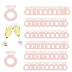 sduseio 72 pieces wine glass charms paper diamond ring glass markers tags identification cocktail champagne name tags hen party valentines day bridal shower decorations wedding table confetti,pink