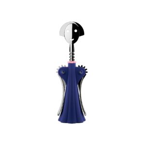 alessi anna g. am01 daz - design corkscrew, in thermoplastic resin and chrome-plated zamak, blue