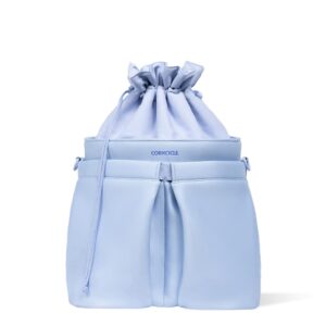 corkcicle travel soft bucket cooler, water resistant insulated bag, perfect for wine, beer, and ice packs, periwinkle