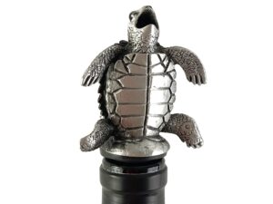 happy hour sea turtle wine pourer, standard, pewter finish