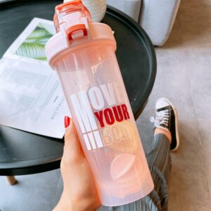 JRKJ Protein Shaker Bottles,Fitness Shake Cups Stirring Balls Sports Cups Protein Powder Shaker Cups Portable Large Capacity Straw Plastic Cups,The latest Stylish sports water cup, Pink