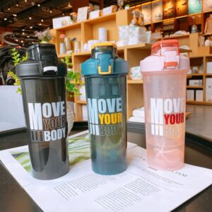 JRKJ Protein Shaker Bottles,Fitness Shake Cups Stirring Balls Sports Cups Protein Powder Shaker Cups Portable Large Capacity Straw Plastic Cups,The latest Stylish sports water cup, Pink