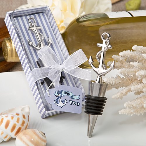 FASHIONCRAFT 1960 Nautical Wine Bottle Stopper, Silver Ocean Bottle Décor, Wine Stoppers Wedding Favors