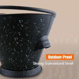 Grisun Fireplace Ash Bucket with Shovel and Hand Broom, Coal Bucket, Metal Bucket, Pellet Bucket, and Wood Pellet Container for Charcoal Wood, Fire Pits, Burning Stoves, Indoor, and Outdoor