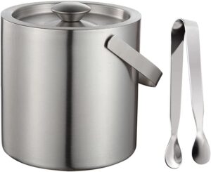 aebor 3 liter double wall stainless steel insulated ice bucket with lid and ice tongs great for party and picnic