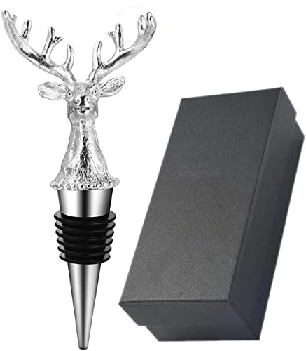 Deer Wine Stoppers ,Food-grade Stainless Steel Wine Stopper with Gift Box,Reusable Wine Corks,Good for Gifts, Bars, Holiday Parties