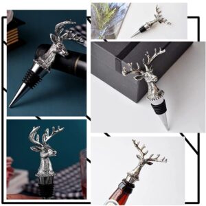 Deer Wine Stoppers ,Food-grade Stainless Steel Wine Stopper with Gift Box,Reusable Wine Corks,Good for Gifts, Bars, Holiday Parties