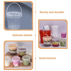 UPKOCH 3 Pcs Clear Plastic Container with Lid Ice Cream Bucket Food Storage Containers Freezer Storage Buckets Round Plastic Pails with Handle for Homemade Ice- Cream 1L