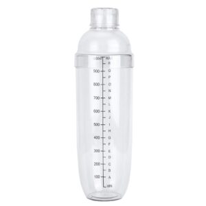 33 oz plastic cocktail shaker, 3 piece drink mixer with lid, boba tea shaker with marks (1000ml)