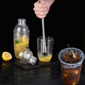 33 oz Plastic Cocktail Shaker, 3 Piece Drink Mixer with Lid, Boba Tea Shaker with Marks (1000ml)