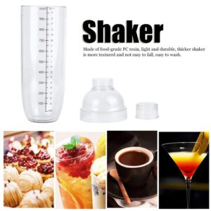 33 oz Plastic Cocktail Shaker, 3 Piece Drink Mixer with Lid, Boba Tea Shaker with Marks (1000ml)