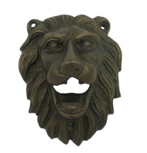 cast iron wall mounted lion head themed bottle opener bron e