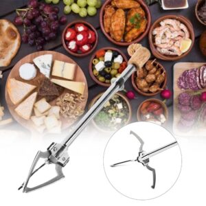 MNJKL Telescopic Ice Cube Grabber, Stainless Steel Pickle Fork, Olives Pickled Onions Utensil, Multifunctional Food Clamp with Non-Slip Handle