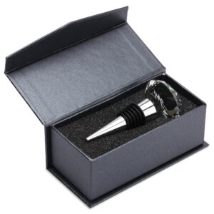 decorative metal wine stopper with gift box – crystal top and silicone seal – an elegant, secure, best for sealing any open wine bottle and makes a great gift