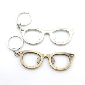 booluee 2 pcs glasses shaped metal bottle opener with keychain keyring beer bottle cap opener unique creative gift