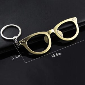 Booluee 2 Pcs Glasses Shaped Metal Bottle Opener with Keychain Keyring Beer Bottle Cap Opener Unique Creative Gift