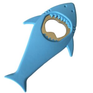 L & H Household Cool Shark bottle Opener Silicone Stainless Steel Beer Bottle Opener Shark Refrigerator Magnet 4.8" x 2.7 (Blue, 1)