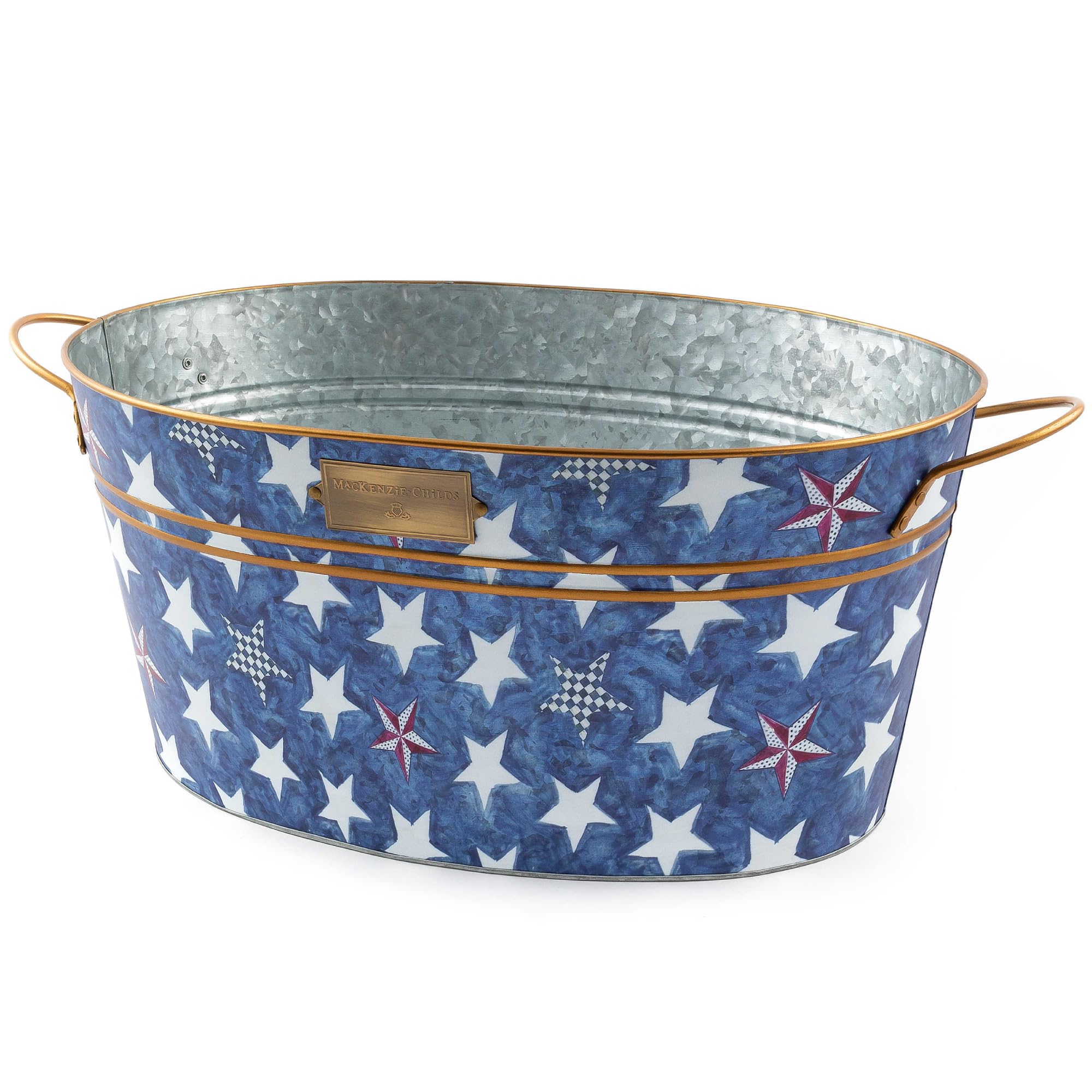 MACKENZIE-CHILDS Royal Star Beverage Bucket, Decorative Outdoor Galvanized Tub for Drinks