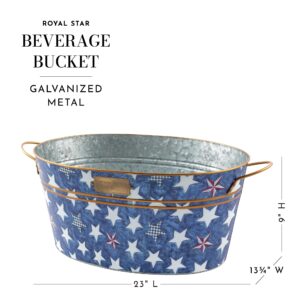 MACKENZIE-CHILDS Royal Star Beverage Bucket, Decorative Outdoor Galvanized Tub for Drinks