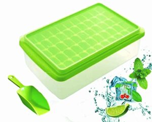 large ice cube mold, ice cube tray for freezer, sphere ice container for cocktails, 55 mini nugget tray with lid and bin, pebble ice bucket-comes with scoop, cover, ice maker and holder.