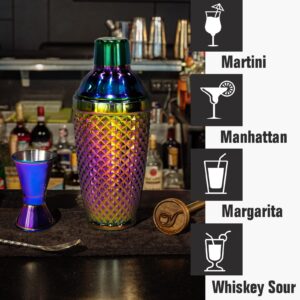 WhatAmug Cocktail Shaker Set, Electroplating Colorful Bartender Kit with 12.8OZ Cocktail Shaker Mixing Spoon Double Jigger and Hawthorne Strainers, Bar Accessories for Professional Bar and Home Bar