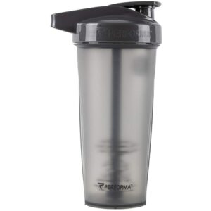 perfectshaker™ activ shaker cup, 28 oz - slate, leak free, shatterproof, water bottle shaker bottle with actionrod sports mixer technology