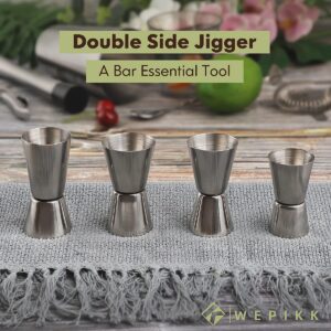 Wepikk Cocktail Jigger For Bartending Double Measuring Jiggers Bar Stainless Steel Shot Liquor Measurements 1 oz & 1-1/3 oz Pourers Measure Cup