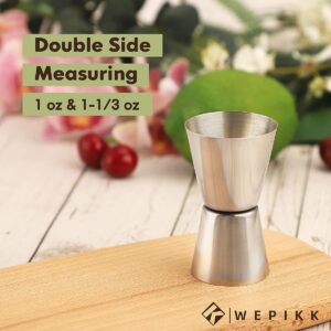 Wepikk Cocktail Jigger For Bartending Double Measuring Jiggers Bar Stainless Steel Shot Liquor Measurements 1 oz & 1-1/3 oz Pourers Measure Cup