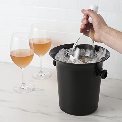 True Black Ice Bucket with Handles, Beverage Tub for Parties, Wine and Champagne Drink Bucket for Outdoor and indoors entertaining, 3 liter, Black