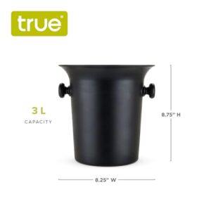 True Black Ice Bucket with Handles, Beverage Tub for Parties, Wine and Champagne Drink Bucket for Outdoor and indoors entertaining, 3 liter, Black