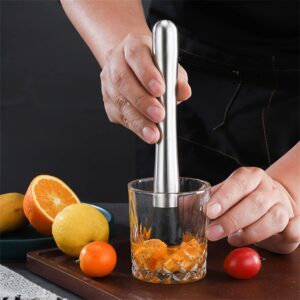 infantly bright stainless steel cocktail muddlers with grooved nylon head, professional bar accessories - create delicious fruit based drinks