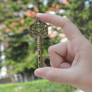 50 Pcs Bronze Skeleton Key Beer Bottle Opener With 100 Pcs Thank You Card and 98 Feet Hemp Rope for Wedding Party Favors (50pcs Bronze)