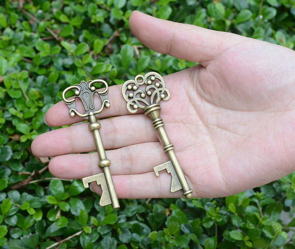 50 Pcs Bronze Skeleton Key Beer Bottle Opener With 100 Pcs Thank You Card and 98 Feet Hemp Rope for Wedding Party Favors (50pcs Bronze)