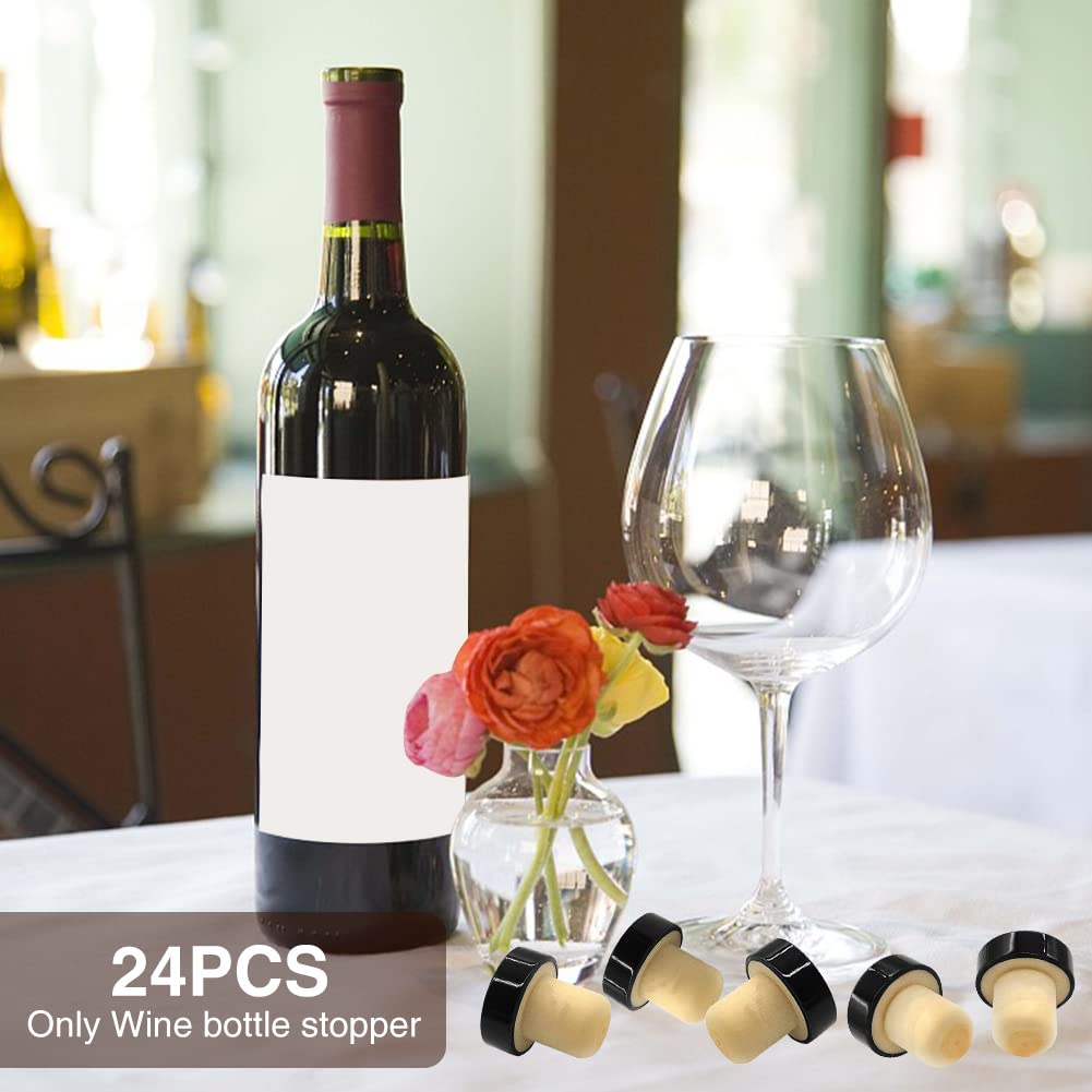 Wine Bottle Cork Stopper, 24Pcs T-shaped Stopper Cork Wine Stopper Bottle Stoppers Reusable Wine Bottle Stopper Sealing Plug Bottle Cap for Wine Beer Bottles DIY Craft