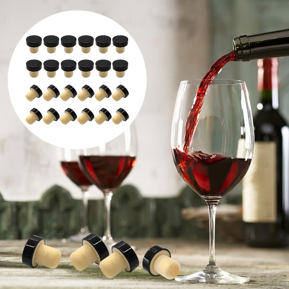 Wine Bottle Cork Stopper, 24Pcs T-shaped Stopper Cork Wine Stopper Bottle Stoppers Reusable Wine Bottle Stopper Sealing Plug Bottle Cap for Wine Beer Bottles DIY Craft