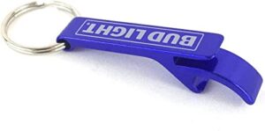 bud light blue metal bottle opener keychain