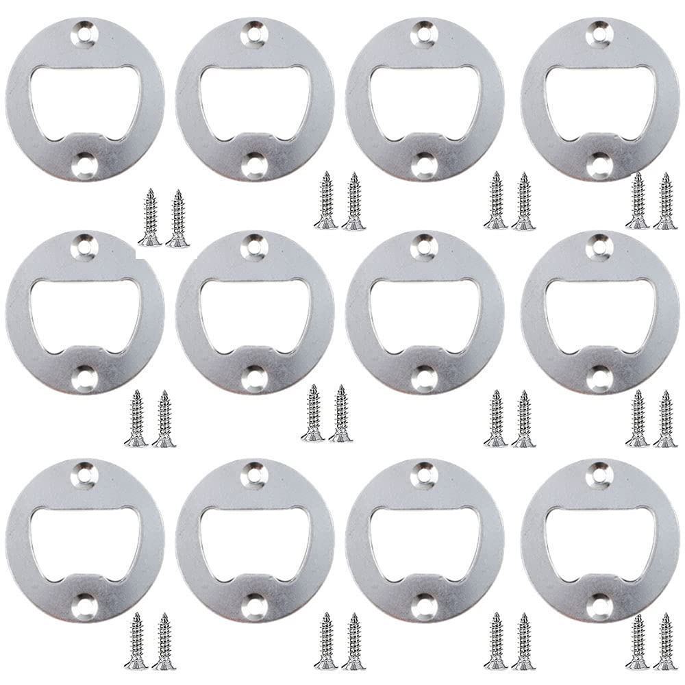 30 Sets Bottle Opener Insert,Inserts DIY Beer Opener, Wall Mount Bottle Openers with Screws (Silver)