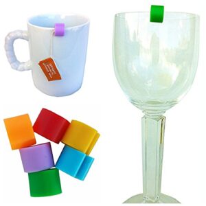 cup markers by cupmarker (set of 6 snap-on drink tags/charms/glass marker to label tumblers, wine glasses, tea cups & more)