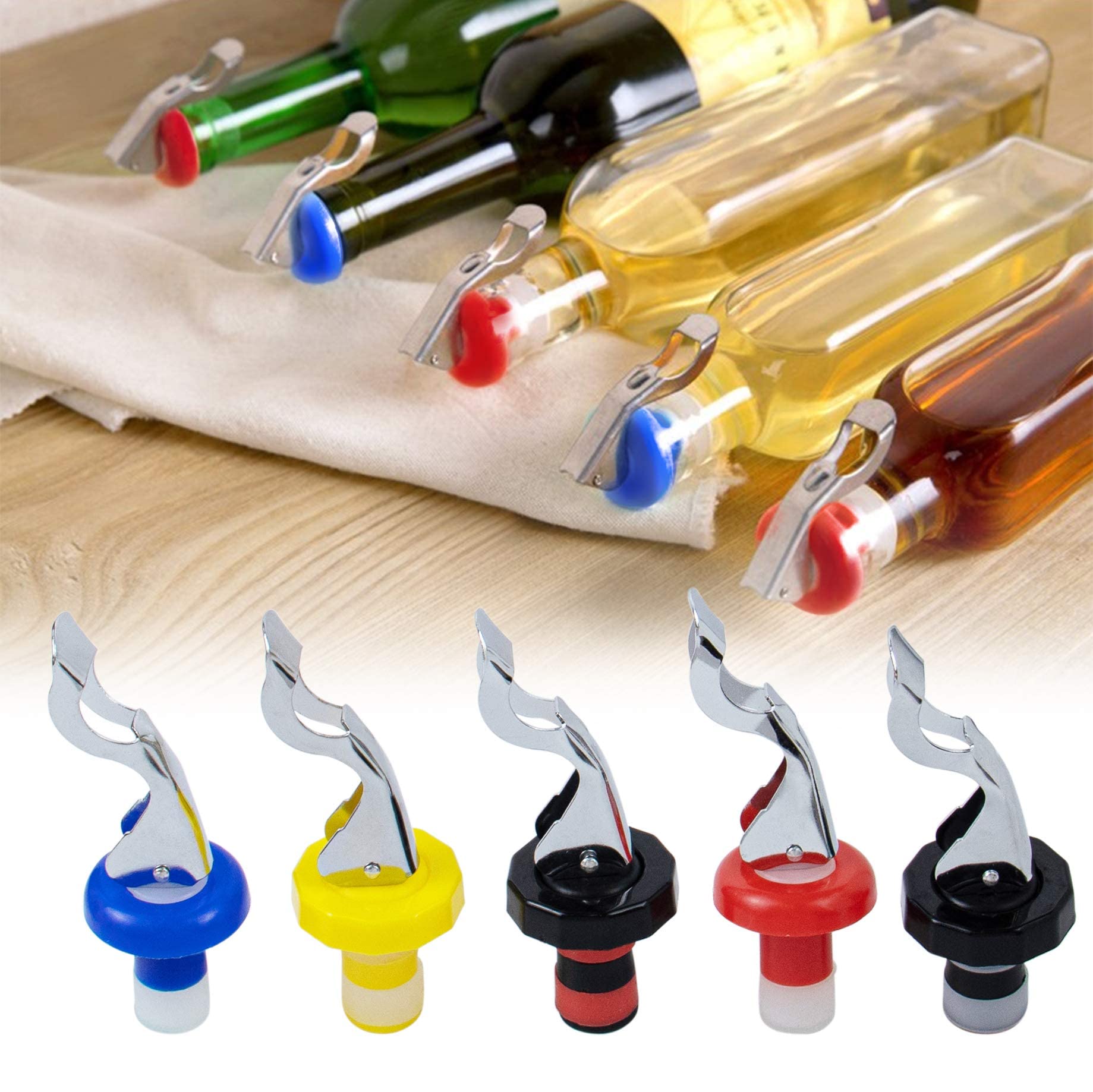 AUEAR, 10Pcs Wine Stoppers Silicone Bottle Caps Stopper Food-safe Plug Reusable Cork Reusable Corks Expanding Manual Beverage for Beer Whiskey Soda Water Supplies Creates Airtight Seal