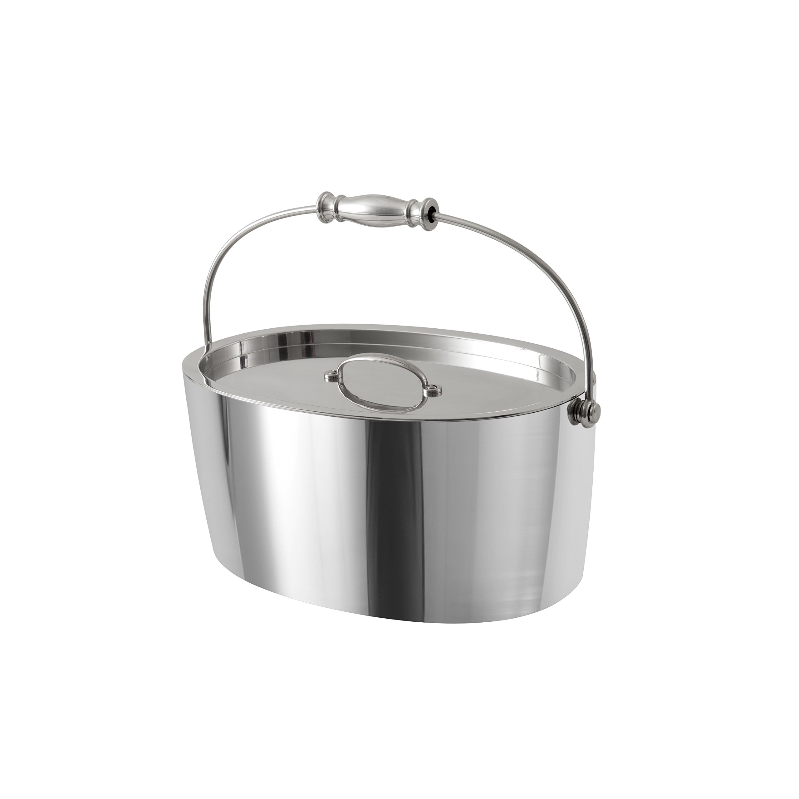 Crafthouse by Fortessa Professional Metal Barware/Bar Tools by Charles Joly, 12" x 5.25" Stainless Steel Ice Bucket with Handle and Drain Tray, Silver