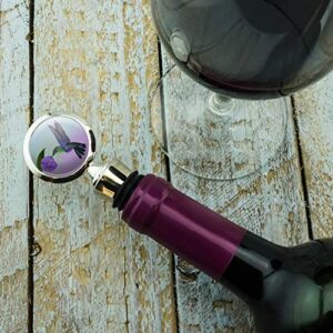 Hummingbird Crowned Woodnymph Purple Violet Wine Bottle Stopper
