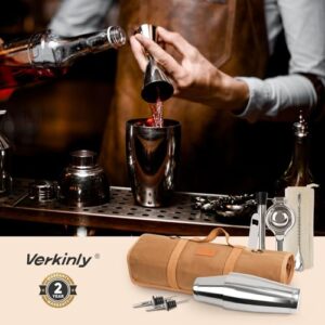 Verkinly 21-piece Professional Travel Bartender Kit, Bar Set with Portable Bag, Travel Cocktail Set with Shoulder Strap for Easy Carry & Storage, Travel Bar Kit for Home Cocktail Making, Parties, Camp