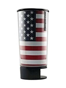 spit bud portable spittoon bottle - cupholder friendly - spill resistant - built in can opener and holder - usa flag